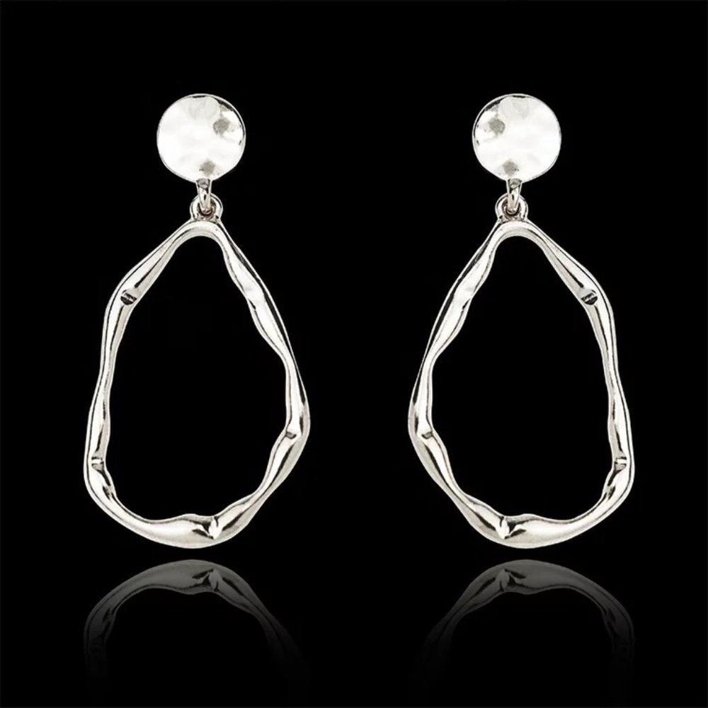 Irregular Hoop Dangle Earrings - Picture 5 of 8